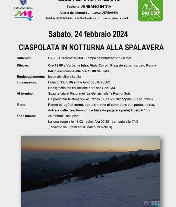 Ciaspolata in notturna alla Spalavera