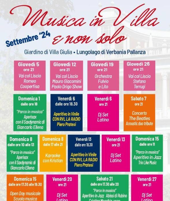 Musica in Villa e non solo settembre