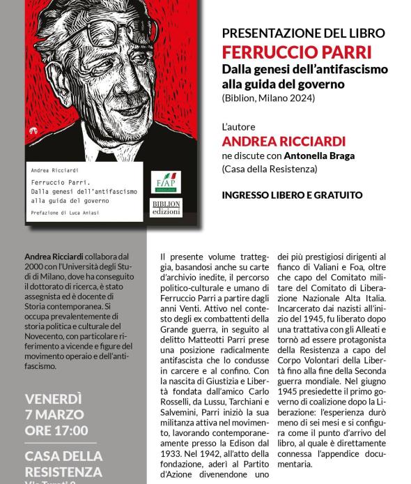 Presentazione del libro: Dalla genesi dell’antifascismo alla guida del governo