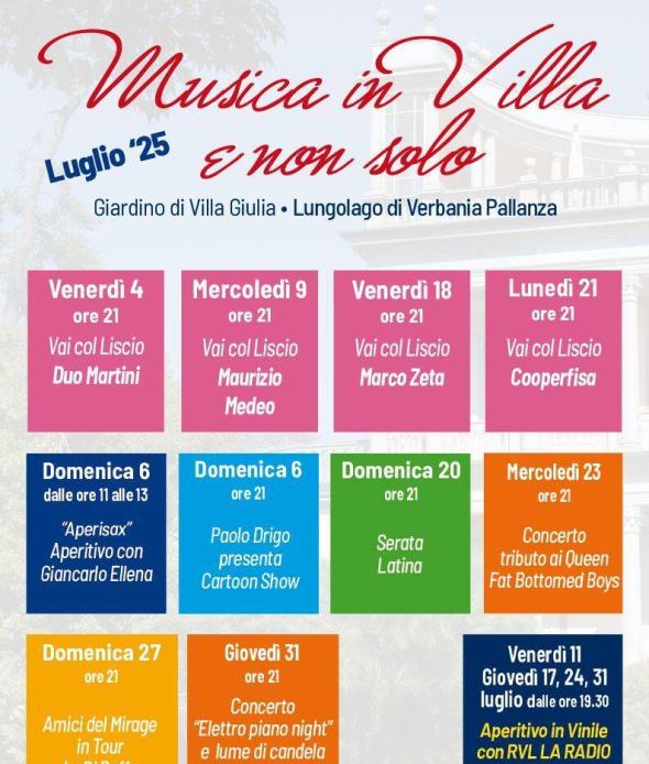 Musica in Villa e non solo luglio 2025
