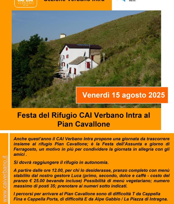 Festa del Rifugio CAI Verbano Intra al Pian Cavallone 