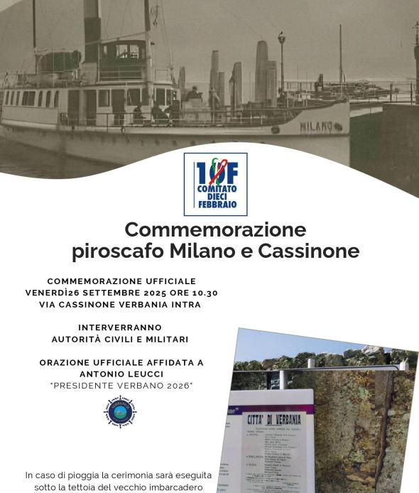 Commemorazione piroscafo Milano e Cassinone