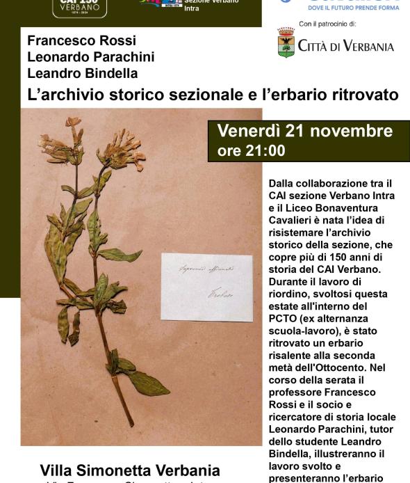L’archivio storico sezionale e l’erbario ritrovato