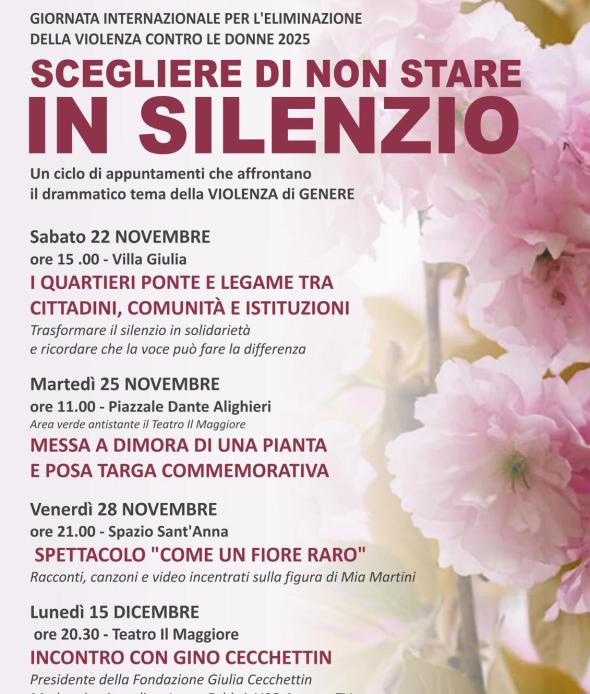 Iniziative per la Giornata Internazionale eliminazione violenza contro le donne 2025
