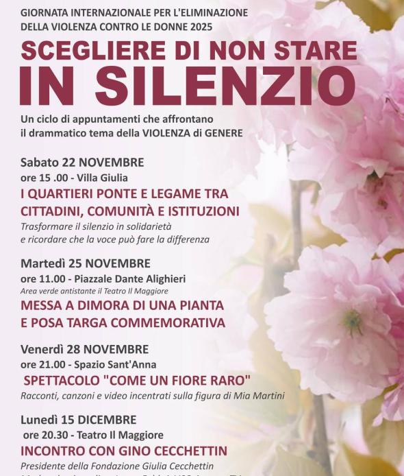Iniziative per la Giornata Internazionale eliminazione violenza contro le donne 2025