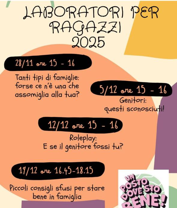 Laboratori per Ragazzi 2025 - Un posto dove sto bene