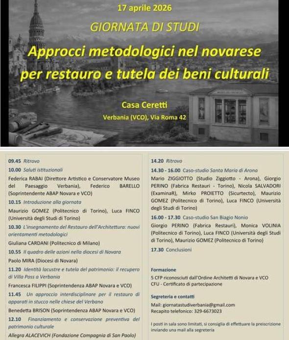 Giornata di studi: "Approcci metodologici nel novarese per restauro e tutela dei beni culturali"