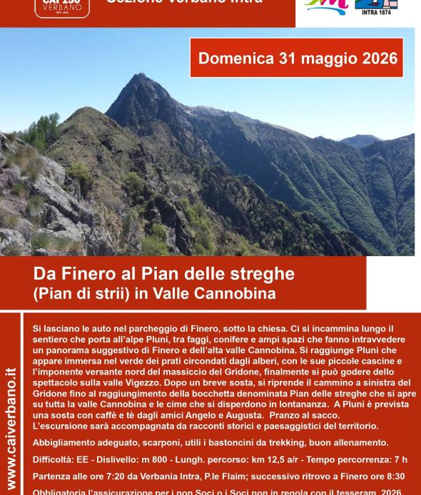  Escursione: Da Finero al Pian delle streghe (Pian di strii) in Valle Cannobina
