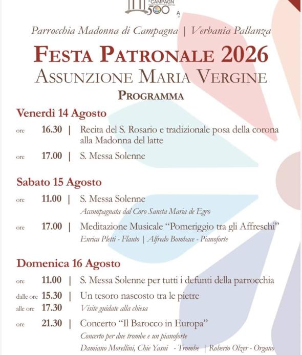 FESTA PATRONALE ASSUZIONE MARIA VERGINE 2026