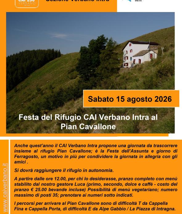 Festa del Rifugio CAI Verbano Intra al Pian Cavallone