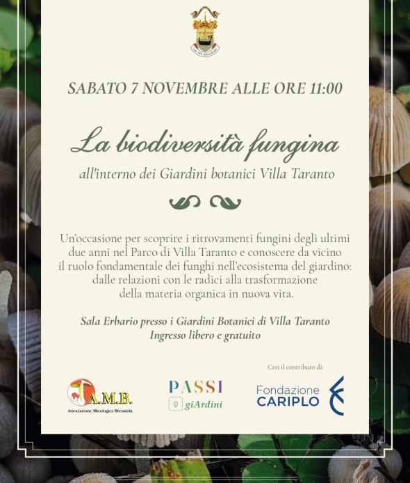 La biodiversità fungina dei Giardini Botanici Villa Taranto