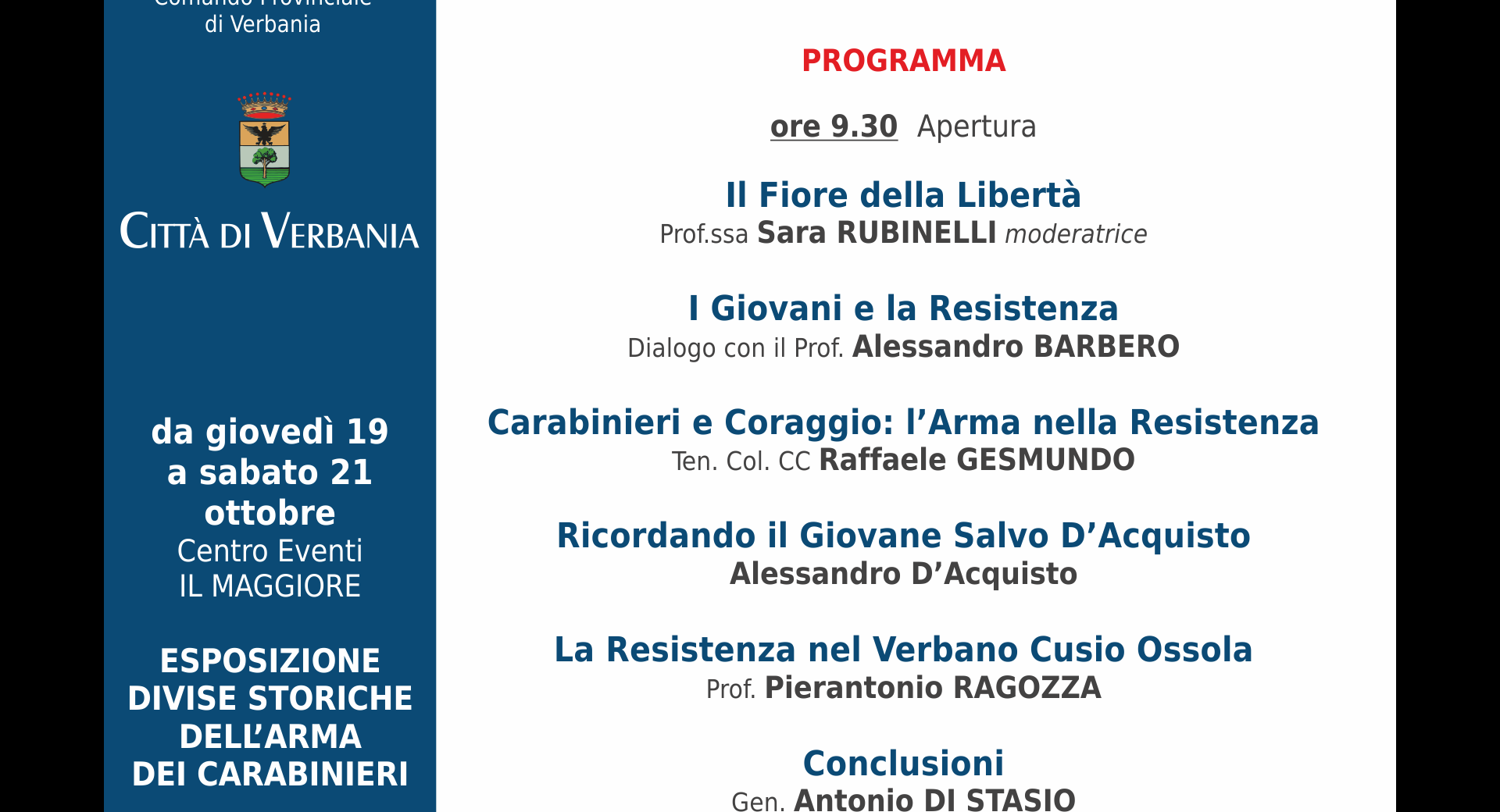 Convegno 19 ottobre e mostra divise storiche