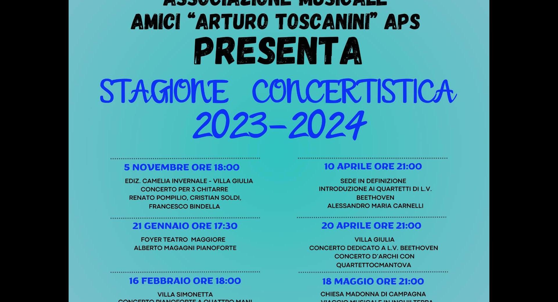 Locandina Stagione concerti a Verbania Toscanini