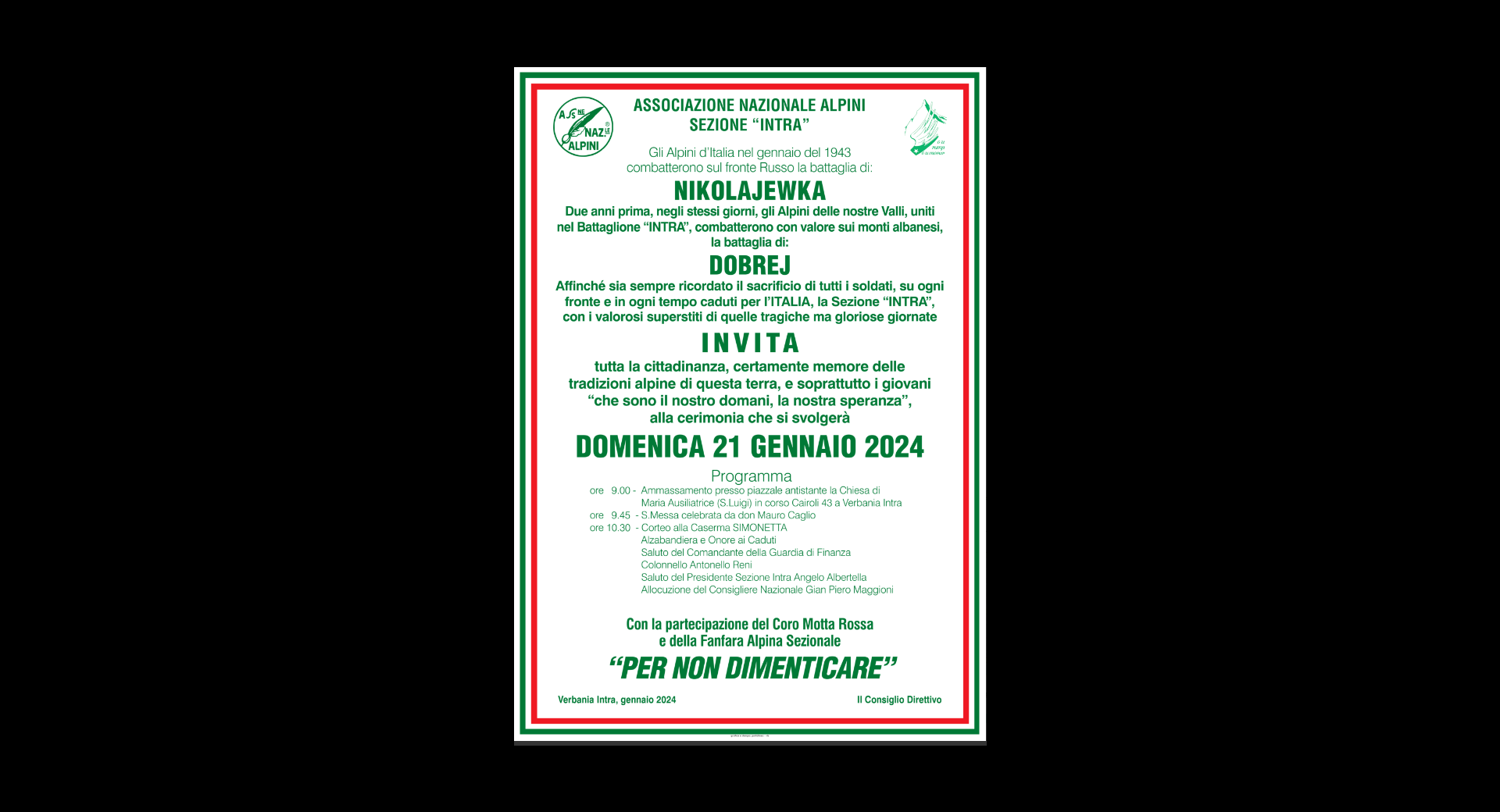 Commemorazione Alpini Sezione Intra