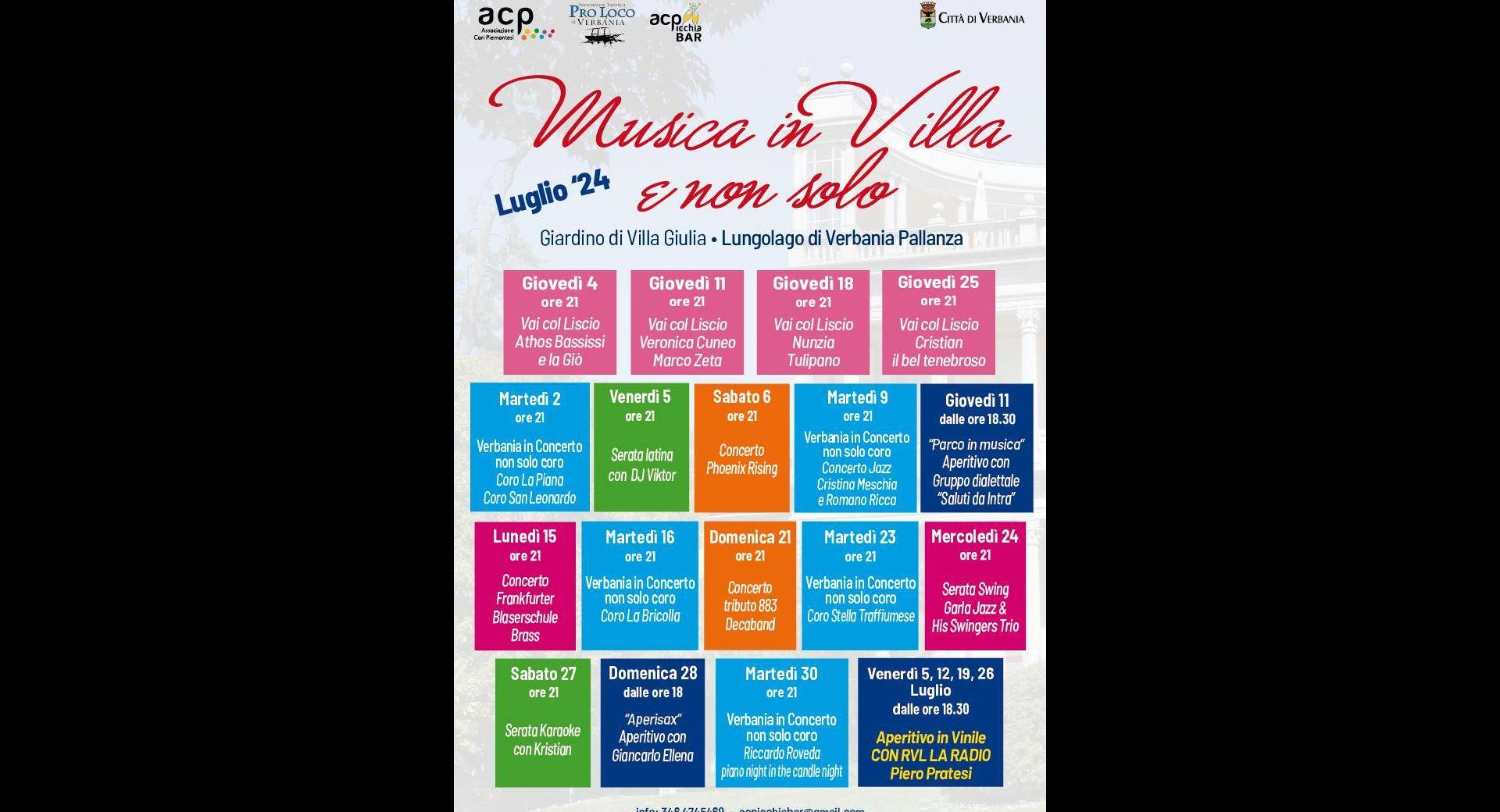 Musica in Villa e non solo luglio 2024