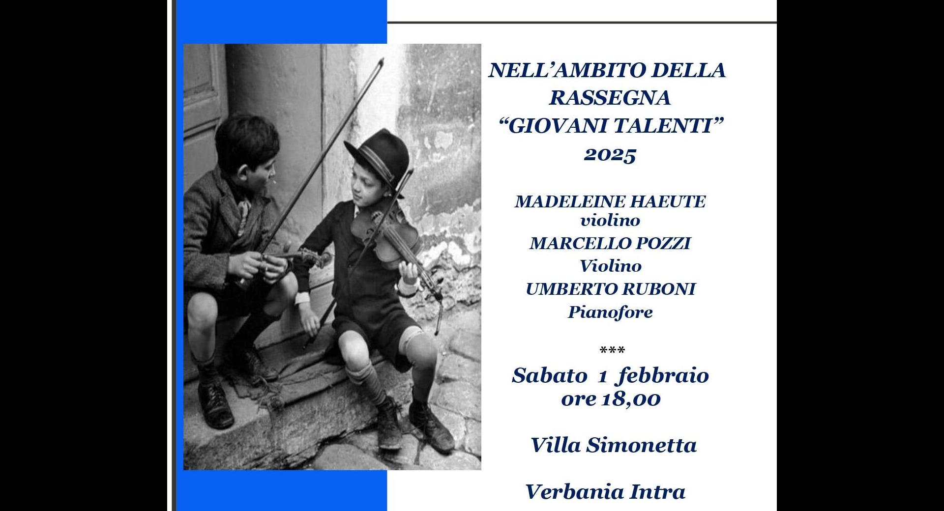 Concerto 1 febbraio rassegna Giovani Talenti