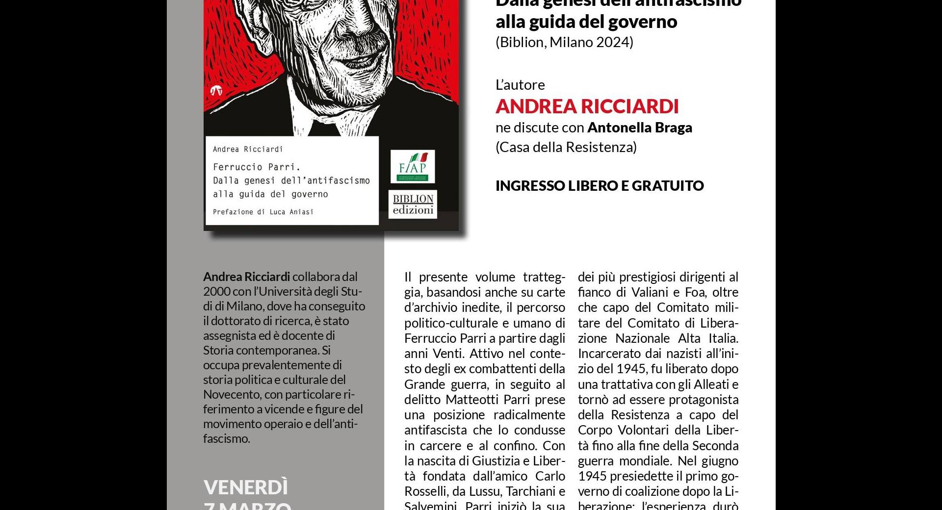 Presentazione del libro: Dalla genesi dell’antifascismo alla guida del governo