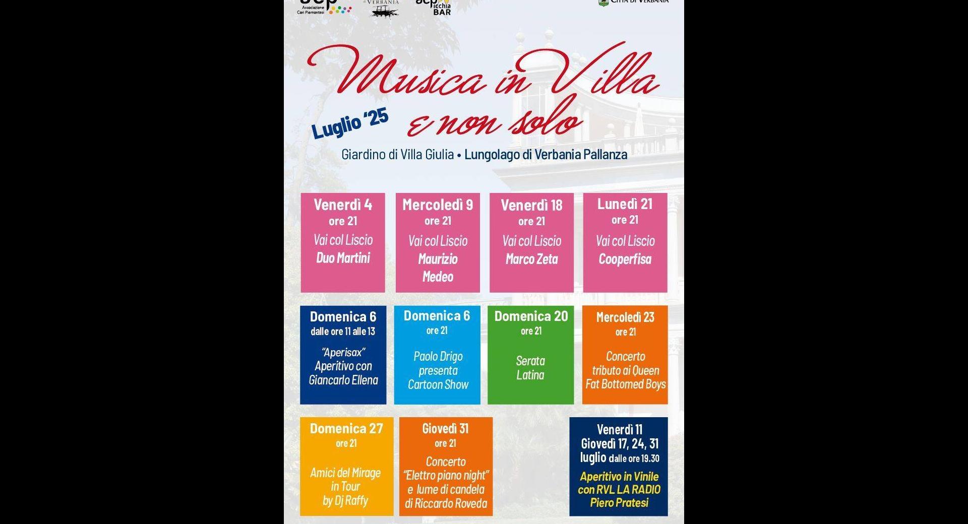 Musica in Villa e non solo luglio 2025