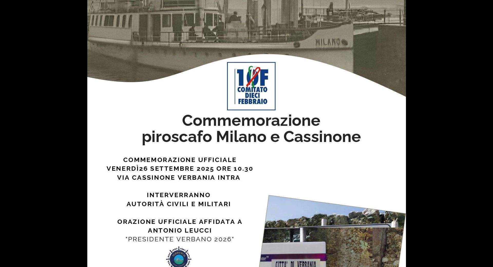 Commemorazione piroscafo Milano e Cassinone