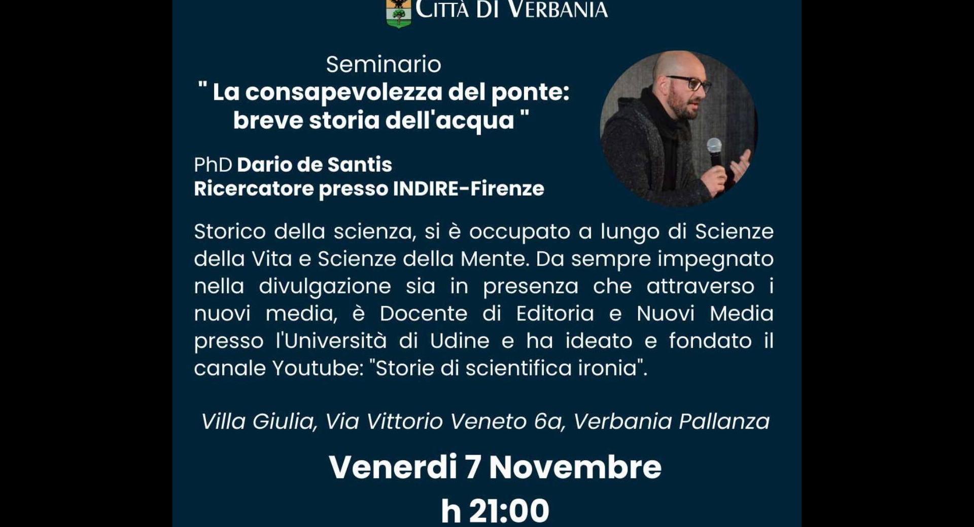 Seminario: La consapevolezza del ponte: breve storia dell'acqua