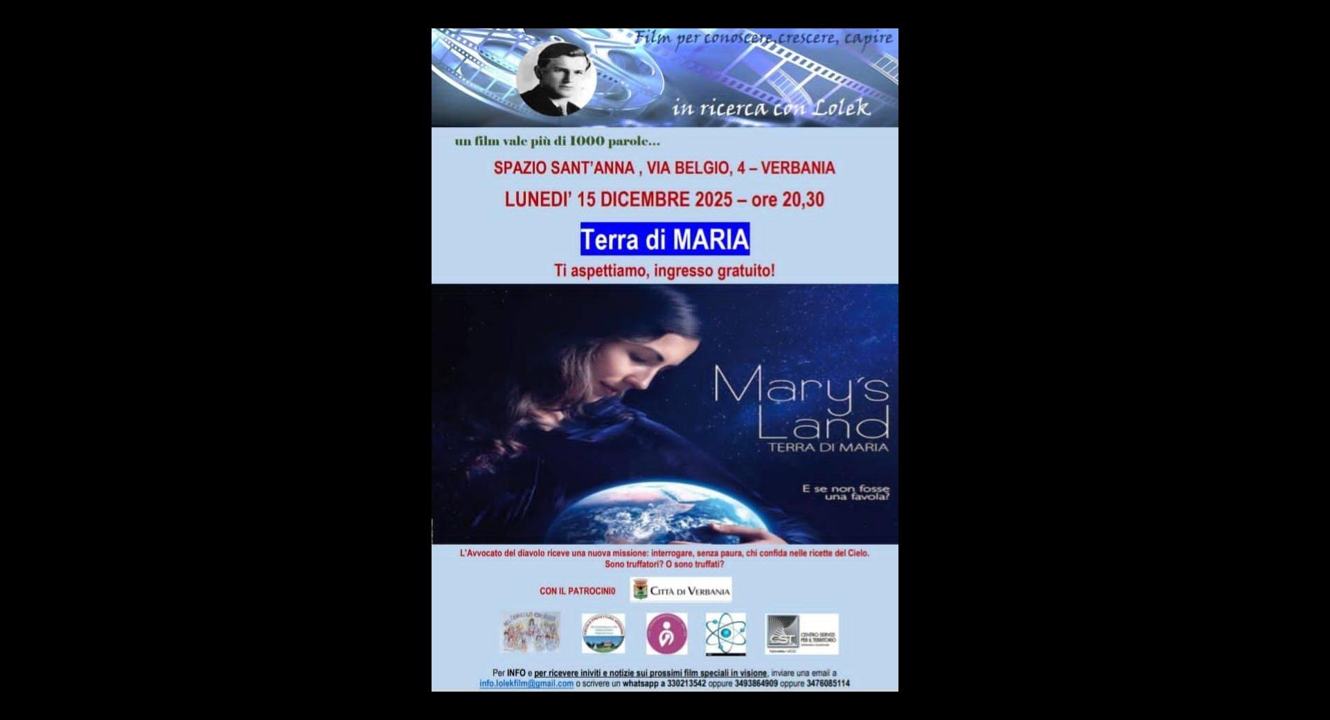 Proiezione del film: Terra di Maria