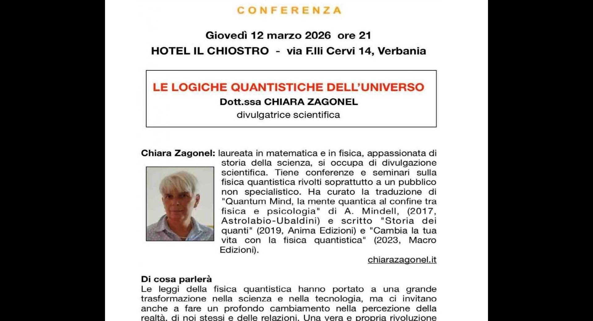 Incontro: Le logiche quantistiche dell'universo