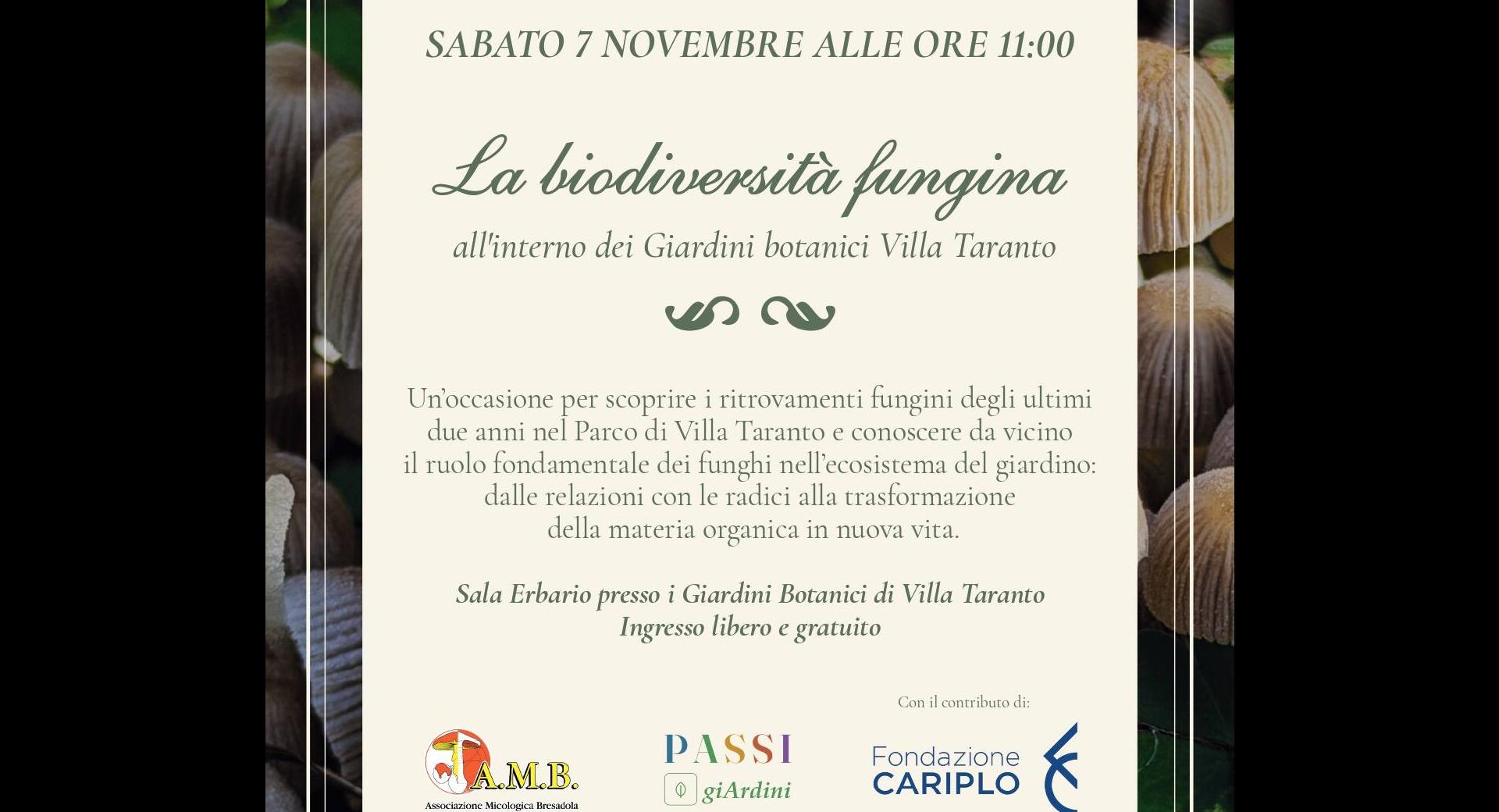La biodiversità fungina dei Giardini Botanici Villa Taranto
